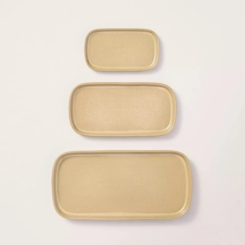 Hearth & Hand‎ Magnolia 3pc Decorative Ceramic CatchAll Tray Set Tan - Target